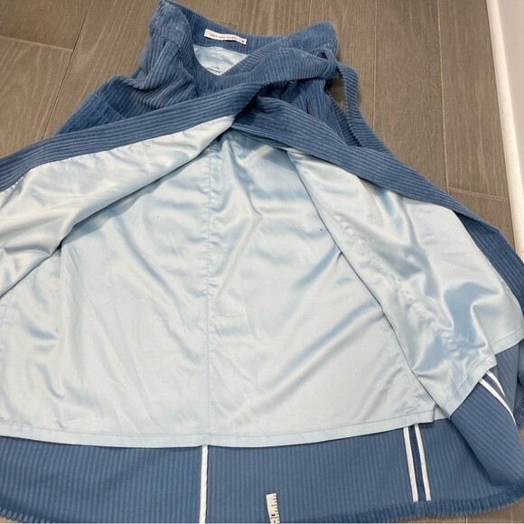 Deer and Flyer Light Blue Corduroy High Waist Cargo Utility Midi Wrap Skirt M - Picture 13 of 16